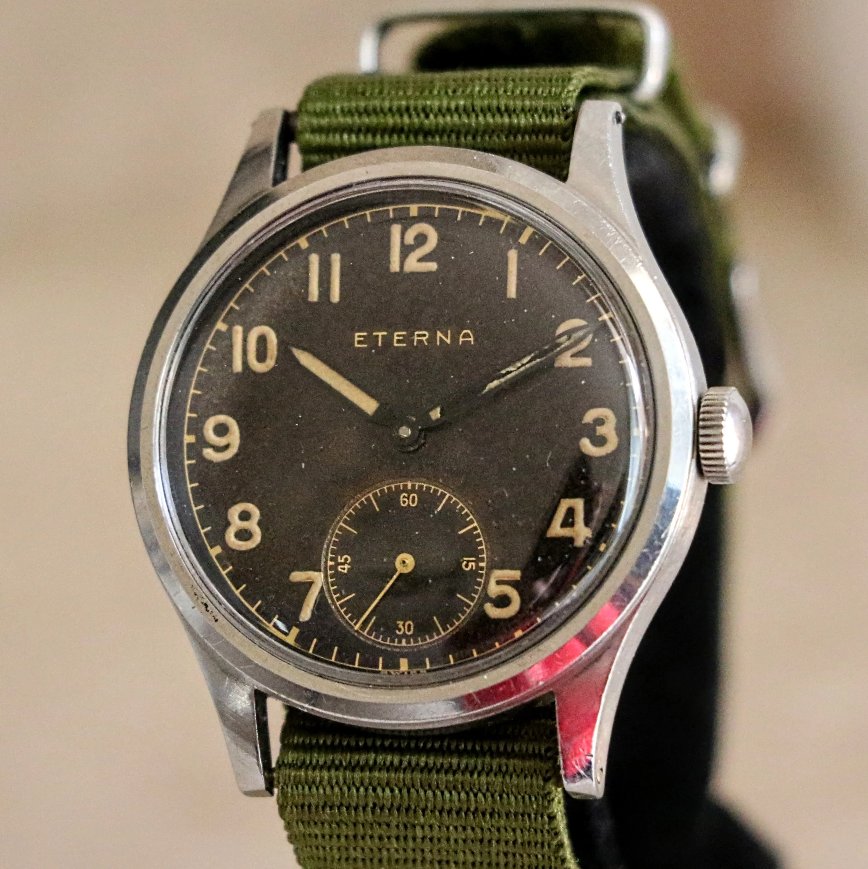 1942 ETERNA WWII Military Jumbo Wristwatch Ref. 138.92 Cal. 852 - Radium Dial Watch