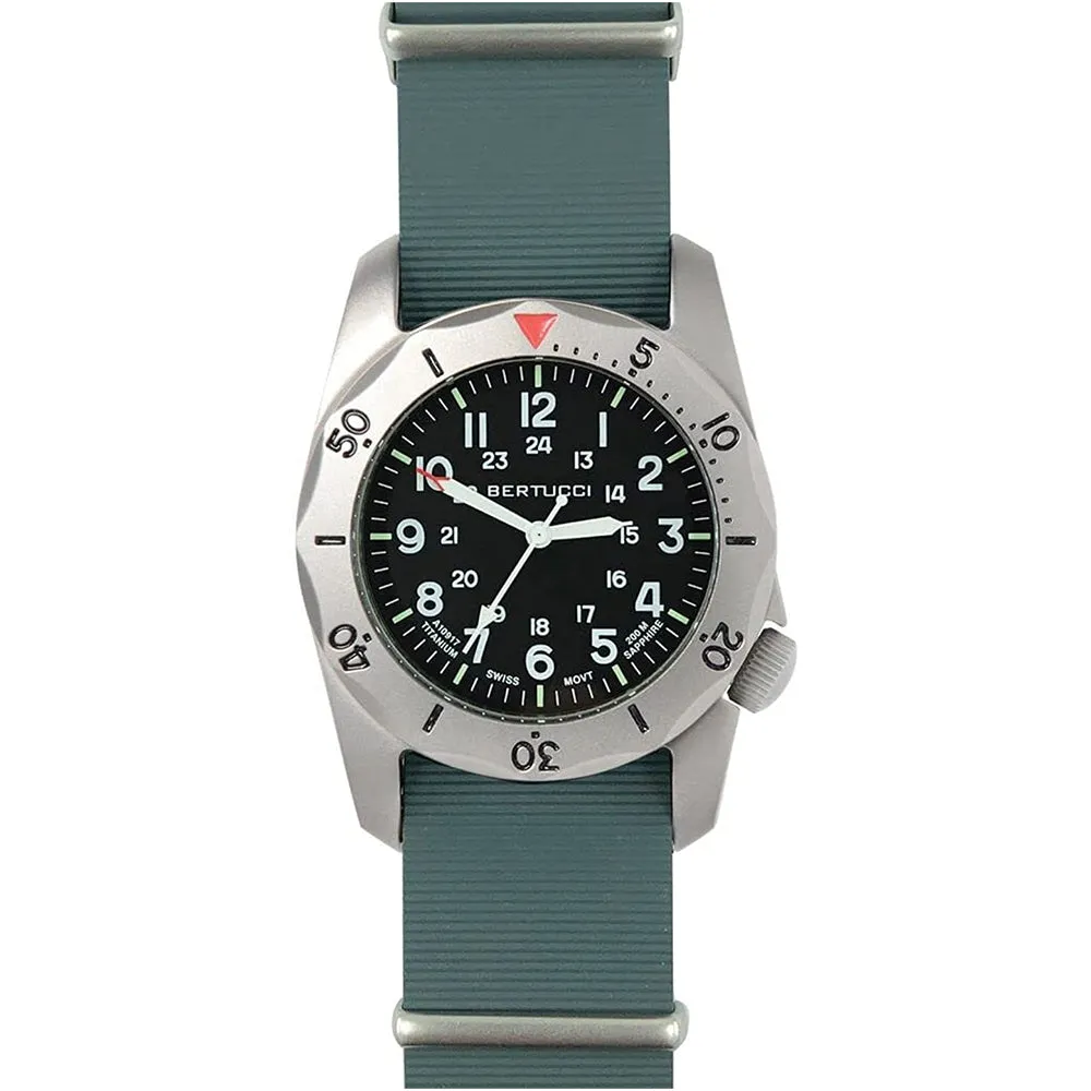 Bertucci A-2TR Mens Black Dial Green Rubber Band Quartz Watch - 12131