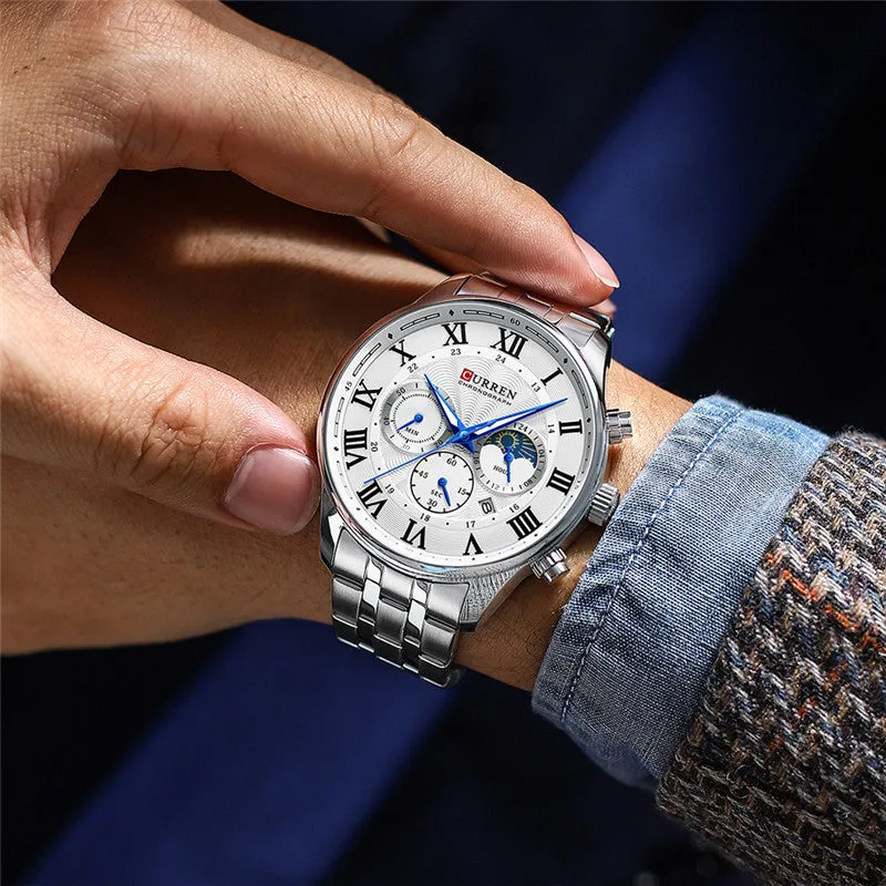 CURREN Original Brand Stainless Steel Band Wrist Watch For Men With Brand (Box & Bag)-8427